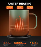 Heated Coffee Mug T1-14oz Fast Heating & Longer Battery Life Self Heating Coffee Mug Hot to 149℉ - Touch & App Controlled Mug Coffee and Hot Beverage Warmer, Gifts for Women and Men