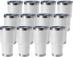 HASLE OUTFITTERS 30oz Stainless Steel Tumbler, Double Wall Vacuum Insulated Travel Mug Tumbler, Durable Insulated Coffee Mug, Gift Box Set (White, 12)