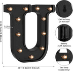 Foaky Black LED Letter Lights for Room Decor - Bedroom Wall Decor, Alphabet Lights for Home, Wedding, Party - Battery Operated （U）