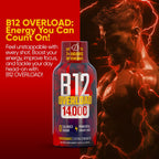 B12 Overload Extra Strength Energy Shot – Pomegranate – 260mg Caffeine, 14000% B12, Electrolytes – Energy & Vitality Support – Zero Sugar No Calories – Vegan, Kosher, Gluten-Free – 1.93 fl oz, 48-Pack