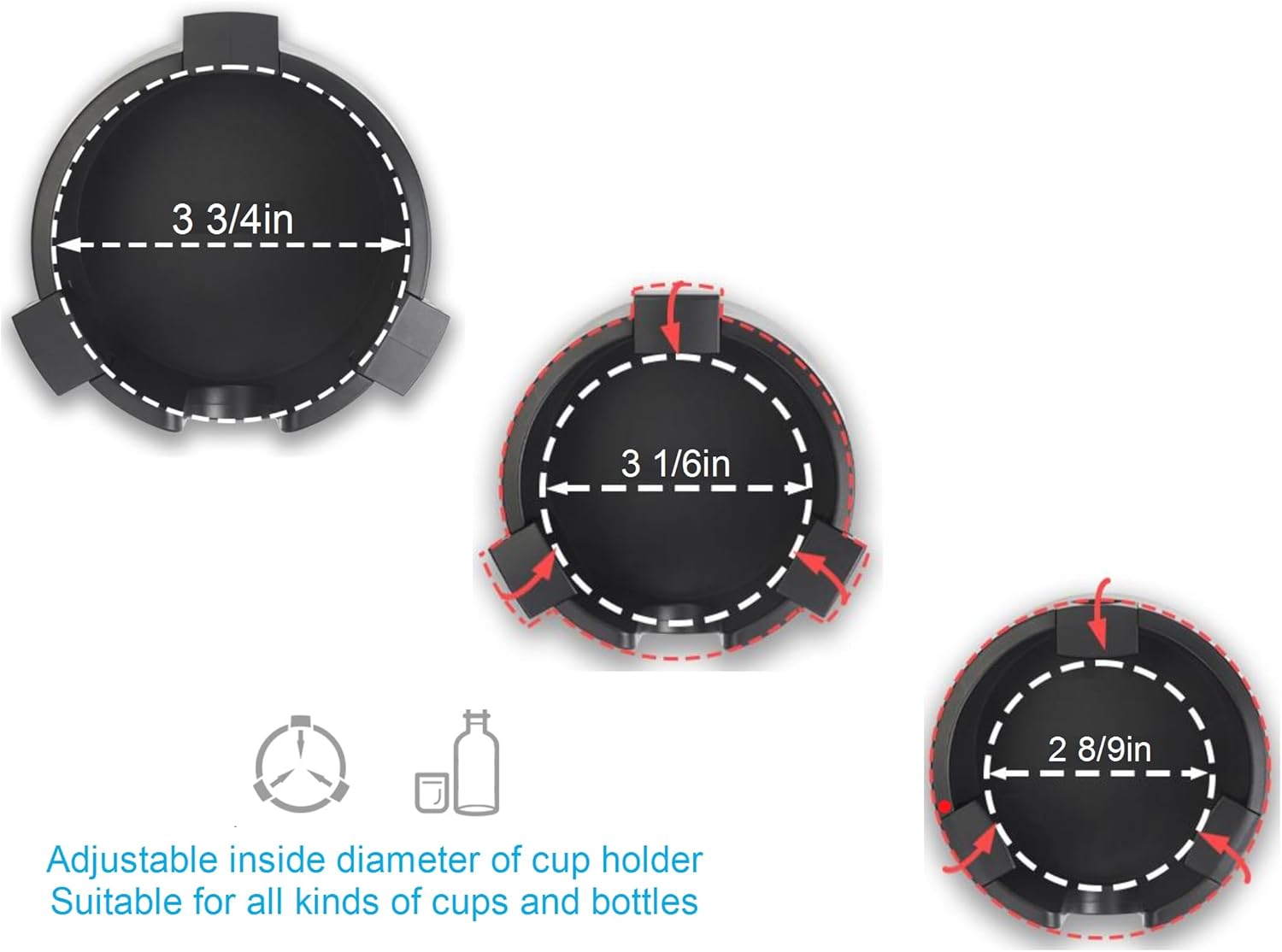 Horizontal Mounting Magnetic Cup Holder, Suitable for Tractor Lawn Mower Forklift Treadmill and Other Iron Products, Fits Mugs Cans Glass Bottles Thermos, Adjustable Anti-Spill Cup Holder, Black
