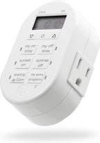 myTouchSmart Simple Set 7-Day Digital Timer, 1 Grounded Outlet Timer, Sunrise-Sunset Indoor Timer Outlet, Programmable ON/OFF Plug Timer, 125V Light Timer, Lamp Timer, Seasonal Lights, White, 33860