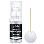 White Edible Glitter Spray - 15g Edible White Glitter for Cakes Food Grade Metallic Shimmer Powder Cake Spray for Cookie Decorating Chocolate Strawberry