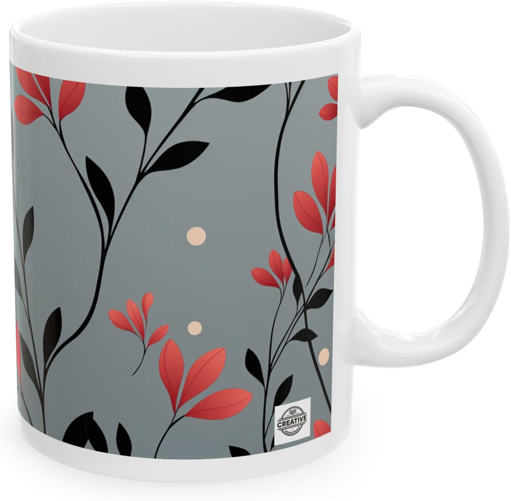 11 OZ Novelty Coffee Mugs - Christmas Gift (Leaf Flower Design)