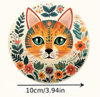 Wood Coasters Set of 6 - Handcrafted Drink Coaster Thick Heat-Resistant for Office, Bar, Farmhouse - Cute Cat Drink Cup Coasters for Table Protection