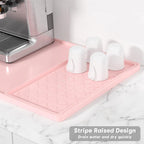Rnivvi Silicone Coffee Mat, 16" x 24" Waterproof Raised Edge Coffee Bar Mats for Espresso Machine Station Accessories, Heat Resistant Detachable Dish Drying Pad for Kitchen Counter, Dish Rack, Pink
