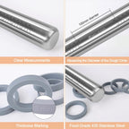 Rolling Pin and Silicone Pastry Mat Set, Adjustable Stainless Steel Dough Roller Pin with Silicone Brush for Pizza, Pie, Cookie, Pasta and Bread (Grey, 16.1 '')