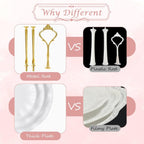 PinCute 5 Pcs Dessert Table Display Set - 2 X Cupcake Stand Holder/Cup Cake Tier Tower & 3 X Serving Tray Combo for Tea Party, Birthday, Baby Shower (Wave Round)