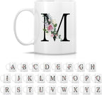 Retreez Initial A-Z Floral Botanical Bouquet Alphabet Monogrammed Monogram Mug 11 Oz Ceramic Tea Coffee Mugs - Appreciation Thank You Wedding Birthday Gifts for her friend coworker sister - M Initial