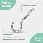 125 Pcs Screw Hooks in 5 Sizes – Cup Hooks for Hanging Plants, Mugs, Lights, and Ceiling Storage (Silver)