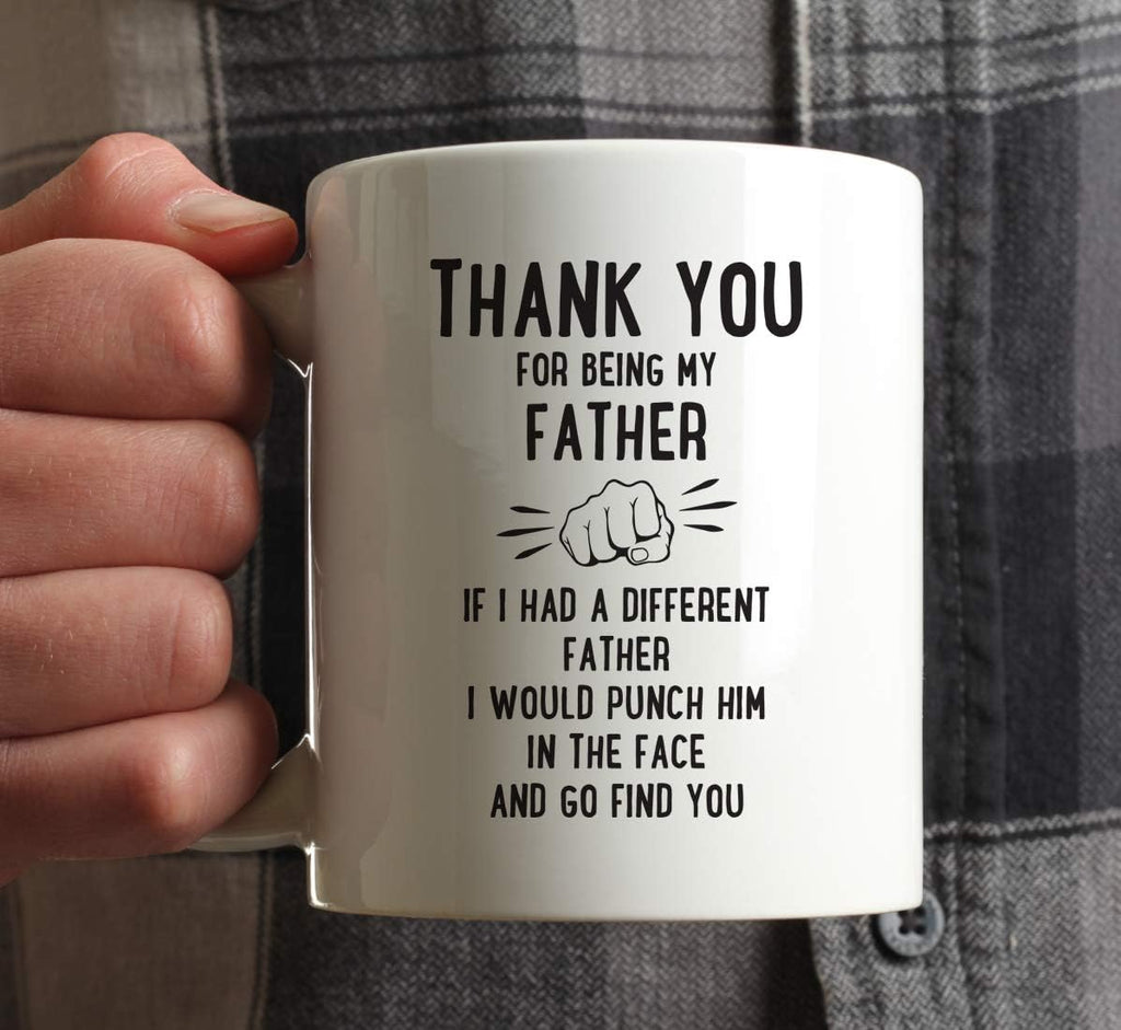 Andaz Press Funny Family 11oz. Coffee Mug Gift, Thank You for Being My Father, Punch in Face, 1-Pack, Christmas Birthday Drinking Cup Present Ideas