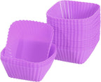 uxcell 36Pcs Silicone Cupcake Baking Cups, Silicone Muffins Liners Non-Stick Square Baking Cups, for Cooking Eggs Baking Muffins and Make a Cake(Purple)