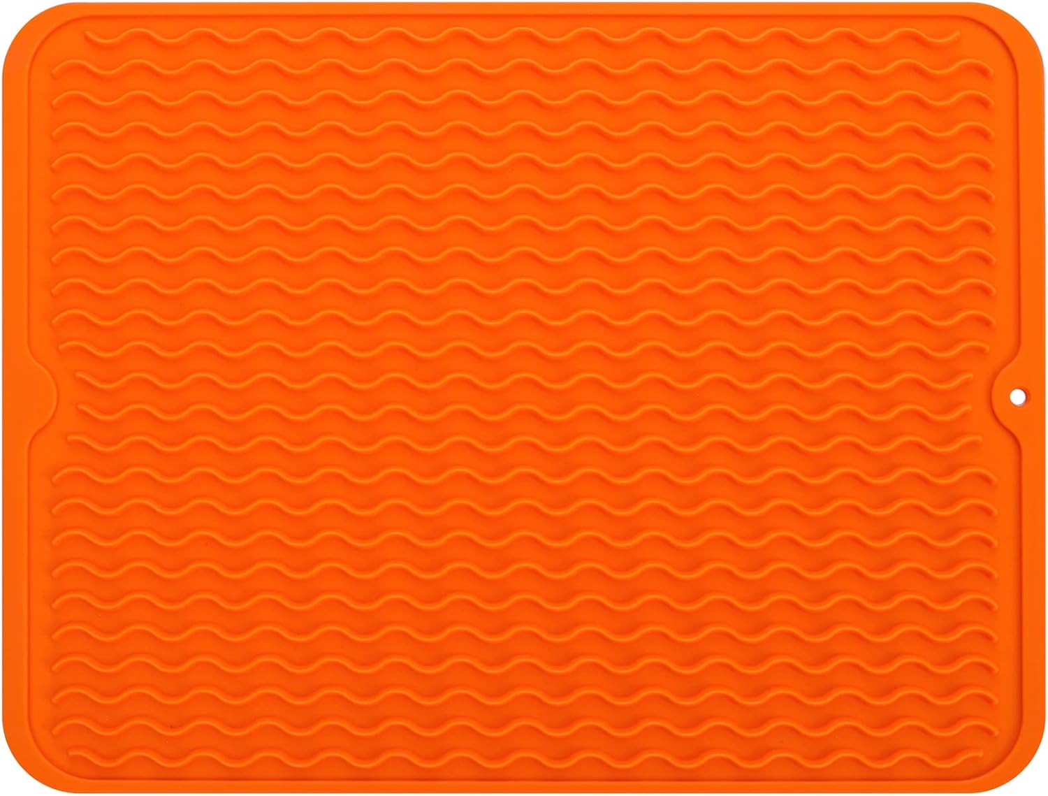 Silicone Dish Drying Mat for Multiple Usage,Easy clean,Eco-friendly,Heat-resistant Silicone Mat for Kitchen Counter or Sink,Refrigerator or drawer liner Orange L 16 inches x 12 inches