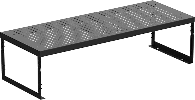 Stackable Expandable Metal Shelf Organizer - Adjustable Wire Storage Rack with Holes for Kitchen, Bathroom, Cabinet, Office - Space Saving, Durable & Sturdy Design（1PACK/Medium/Black