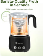 Maestri House Milk Frother, 4-in-1 Electric Milk Steamer and Frother, 16.9OZ 600W Smart Touch Control Hot and Cold Foam Maker, Memory Function for Latte, Cappuccinos, Warm Milk, Hot Chocolate Milk