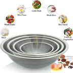 Tiger Chef Large Stainless Steel Standard Weight Mixing Bowls Set, Mirror Finish - Set Includes 13, 16, 20, and 30 Quart.