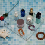 Clear Sturdy Acrylic Serving Tray with Handles - 10x10Inch - Coffee, Appetizer, Breakfast, Butler Tray - Kitchen Countertop & Vanity Table Organizer