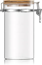 47 oz/1350ml Clear Glass Storage Canister with Airtight Bamboo Lid, Large Decorative Container Jar for Coffee Spice Candy Salt Tea Cookie Condiment Pepper Sugar Overnight Oatmeal Snacks