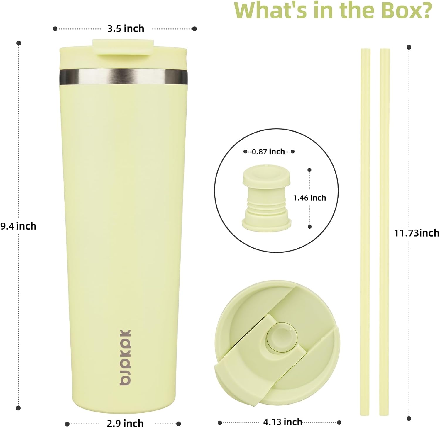 BJPKPK 30oz Insulated Tumbler With lid And Straw Stainless Steel Tumblers Travel Coffee Mug Reusable Thermal Cup,Macaron Green