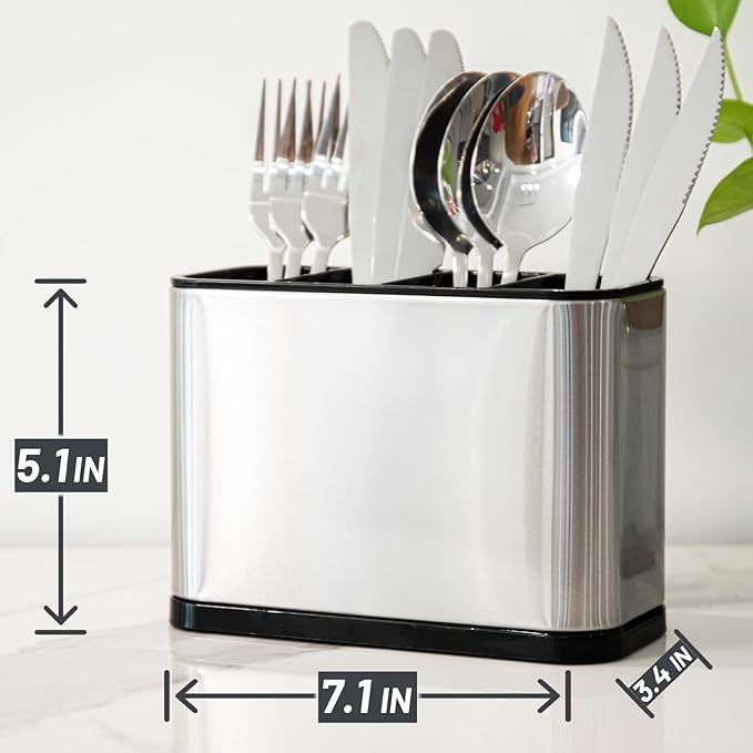 Silverware Caddy Cutlery Organizer for Countertop Silverware Holder for Fork Knife Spoon Flatware Organizer 4 Compartments Cutlery Holder