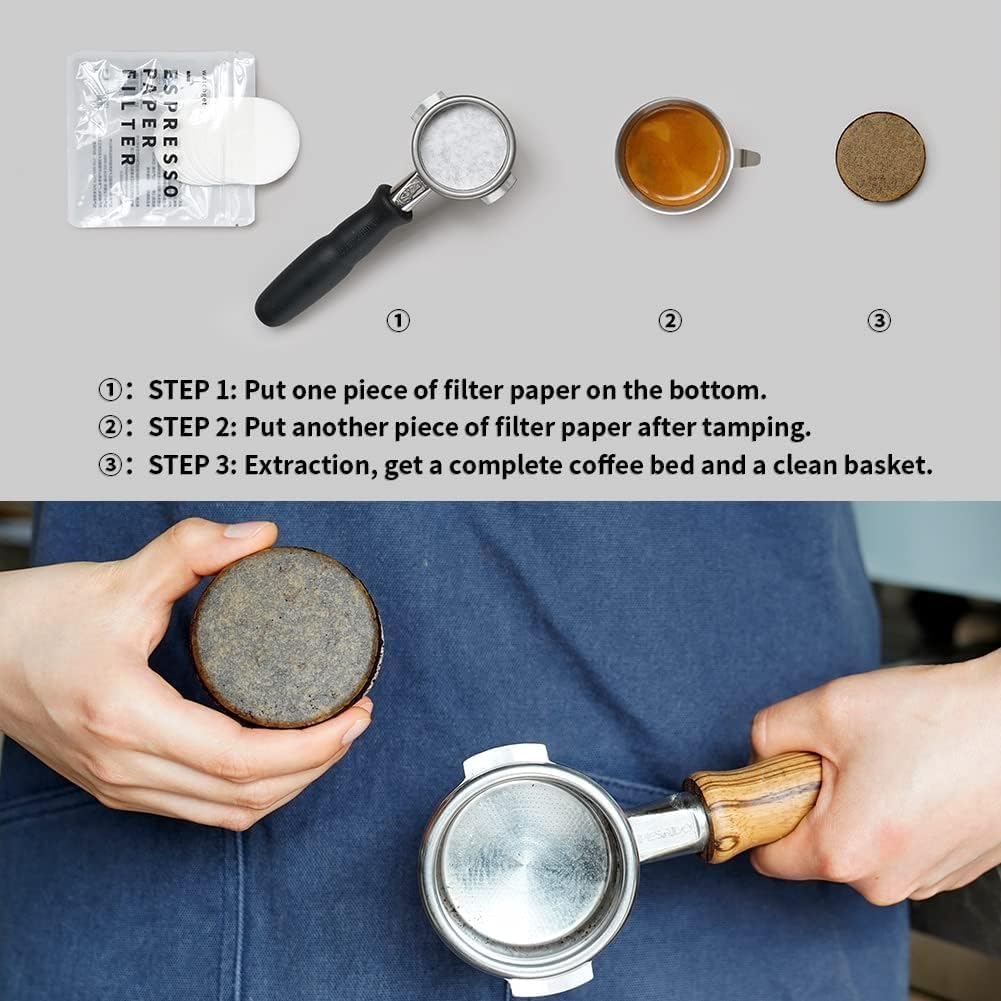 watchget 53mm Espresso Paper Filters - 1000 Pcs Unbleached Coffee Filter Papers for Espresso Machine, Puck Screen, Compatible with 54mm Portafilter Baskets