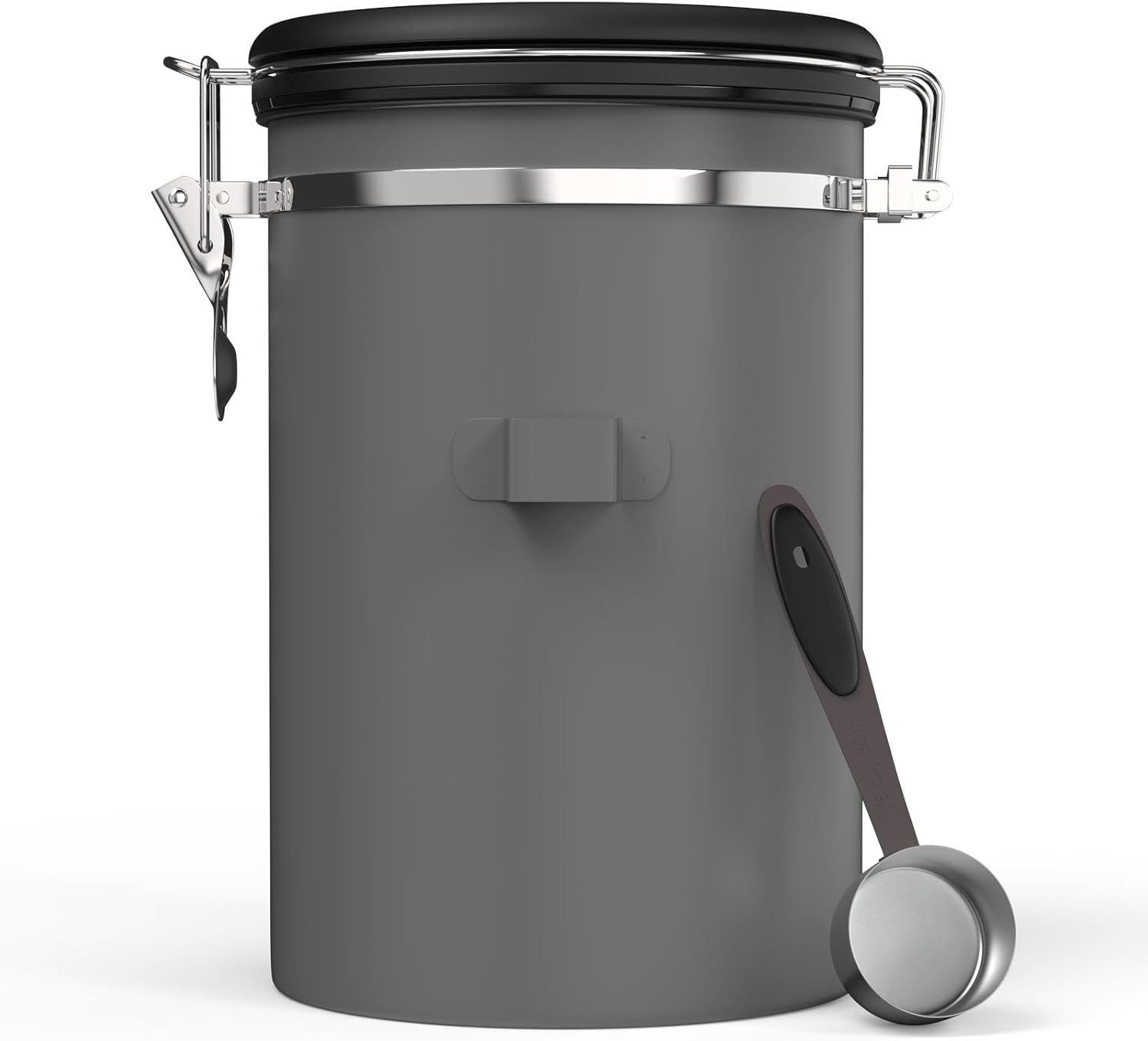 HAIOOU Large Coffee Canister, 38OZ Oversized Stainless Steel Coffee Bean Storage Container with Date Tracker, Measuring Scoop, CO2 Releasing Valves for Beans, Grounds and more - Gray
