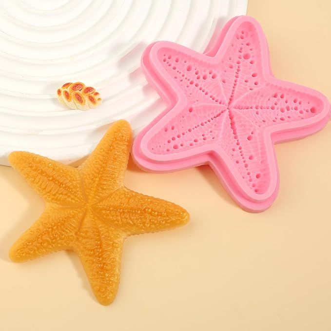 1Pcs Starfish Candy Fondant Mold, Cute Marine Life Chocolate Silicone Mold, Suitable for Theme Party Cake Decoration Kitchen Baking Cookie Dough Making, Resin Crafts Clay Keychain