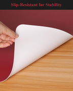 Wine Red Plastic Table Cover Protector, 24" x 48" Waterproof Easy Flat PVC Desk Pad Mat, 1.5mm Thick Rectangle Vinyl Table Top Protector for Dining Room Table, Office, Dresser