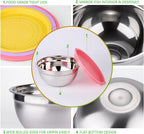 Mixing Bowls with Lids for Kitchen - 26 PCS Stainless Steel Nesting Colorful Mixing Bowls Set for Baking,Mixing,Serving & Prepping,Size 5, 3.7, 2.8, 2.3, 1.7, 1.1, 0.7QT,11 Cooking Utensils