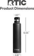 RTIC 26oz Journey Bottle Metal Stainless Steel Vacuum Insulated, BPA Free, Reusable, for Water, Hot and Cold Drinks, Travel, Sports, Camping, Black