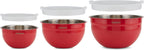 Cuisinart CTG-00-SMB Stainless Steel Mixing Bowls with Lids, Set of 3, Red