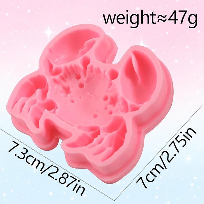 1 Pcs Cute Crab Chocolate Silicone Mold, Ocean Theme Cake Decoration Fondant Mold, for Summer Party Cupcake Toppers Cookies Candy Chocolate Gum Resin Modeling Clay Plaster Soap Reusable
