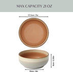 Ceramic Cereal Bowls Set of 4-21 oz Stoneware Bowls for Soup, Salad, Dessert or Ice Cream - Stackable, Dishwasher & Microwave Safe, Small Rustic Bowls for Kitchen -Terracotta/Reactive Glaze