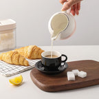 Sweejar Porcelain Espresso Cup & Saucer Set, Stackable Demitasse Cups with Metal Stand, 2.5 OZ for Latte,Coffee,Cafe Mocha,Tea, Set of 6 (Black)