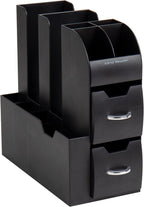 Mind Reader Cup and Condiment Station, Countertop Organizer, Coffee Bar, Kitchen, Stirrers, 5.35" W x 11.25" L x 11.15" H, Black (Pack of 8)