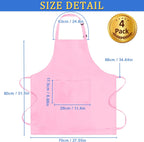 4 Pack Chef Apron, Adjustable Apron with 2 Pockets, Unisex Personalised Apron for Cooking, Kitchen, Restaurant