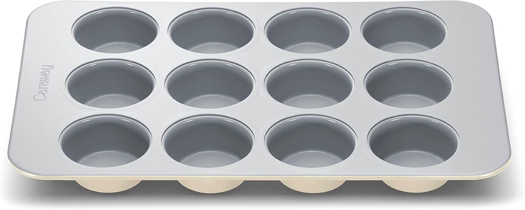 Caraway Non-Stick Ceramic 12-Cup Muffin Pan - Naturally Slick Ceramic Coating - Non-Toxic, PTFE & PFOA Free - Perfect for Cupcakes, Muffins, and More - Cream