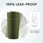 COKTIK 20oz Insulated Tumbler with Lid and Straw 2 Lids (Straw/Flip) Iced Coffee Cup Reusable Stainless Steel Travel Mug Water Bottle Cupholder Friendly for Women Men Her Him (Olive)