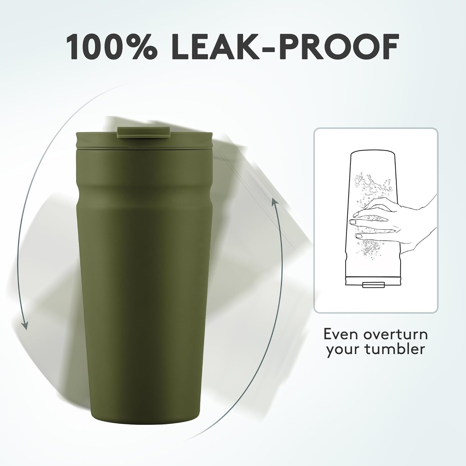 COKTIK 20oz Insulated Tumbler with Lid and Straw 2 Lids (Straw/Flip) Iced Coffee Cup Reusable Stainless Steel Travel Mug Water Bottle Cupholder Friendly for Women Men Her Him (Olive)