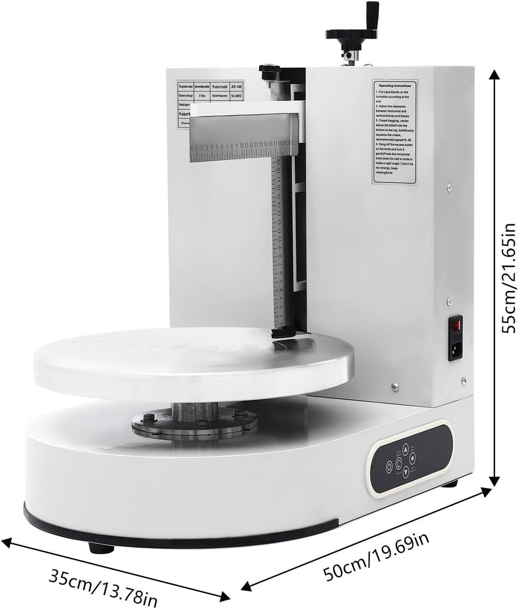 Automatic Cake Decorating Machine, Electronic Cream Coating Spreading Smooth Machine with Graduated Scraper 30-200RPM Rotating Speed,Cake Bread Spreader Machine for 4-12inch Cakes,White
