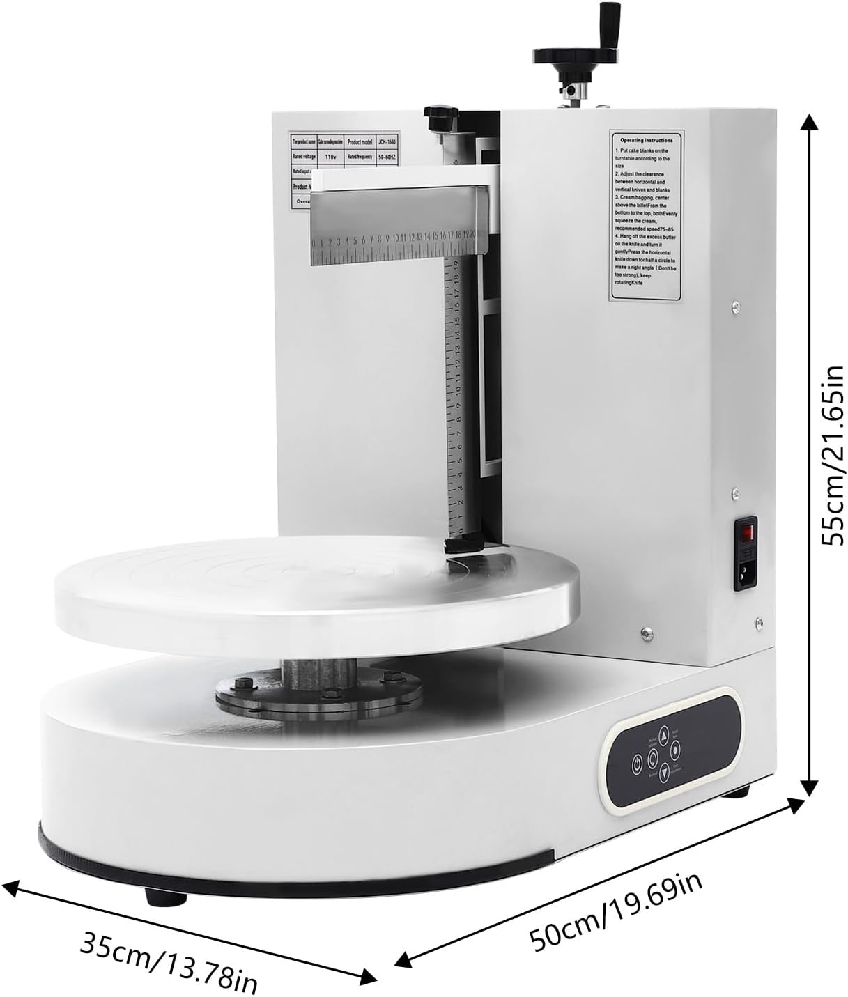 Automatic Cake Decorating Machine, Electronic Cream Coating Spreading Smooth Machine with Graduated Scraper 30-200RPM Rotating Speed,Cake Bread Spreader Machine for 4-12inch Cakes,White