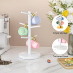 Wisuce Black Coffee Mug Tree Bamboo Mug Holder Coffee Cup Stand Mug Holders for Countertop Coffee Mug Rack Organizer Stand (White)