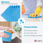 Orighty Cleaning Cloths Bulk, 200 Pack Shop Rags Reusable, Multi-Purpose Shop Towels for Cars, Microfiber Cleaning Rags for Automotive, Mechanic, Kitchen, Lint Free Towels 11.5’’ x 11.5’’, Blue