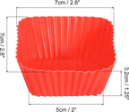 uxcell 18Pcs Silicone Cupcake Baking Cups, Silicone Muffins Liners Non-Stick Square Baking Cups, for Cooking Eggs Baking Muffins and Make a Cake(Red)