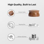 58mm Coffee Distributor Espresso Distribution Tool, Stainless Steel Coffee Distributor with Rosewood Wood Handle, Adjustable Depth Professional Espresso Leveler Tool for 58mm Portafilter