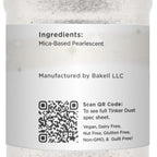 BAKELL White Edible Glitter, 25 Grams | TINKER DUST Edible Glitter | KOSHER Certified | 100% Edible Glitter | Cakes, Cupcakes, Cake Pops, Drinks, Dessert Vegan Glitter & Dusts (45g Shaker, White)