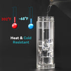 COMI Tea Bottle with Infuser,Double-Wall Glass Travel Mug with One Click Open Lid, Leak Proof Tea Infuser Bottle for Loose Leaf, Fruit & Flower Infused Drinks, Heat & Cold Resistant, Tea Gift Set