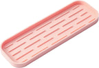 Silicone Kitchen Sink Organizer Tray for Multiple Usage,Easy Clean,Eco-Friendly Sponges Holder for Kitchen Bathroom Counter or Sink,Dish Soap Dispenser,Scrubber,Bottle,Cup Pink 12" x 4”