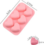 Heart Silicone Molds 3pcs Valentine's Heart Chocolate Molds for Candy Ice Cube Resin Soap Jelly(Medium 1.8inch)