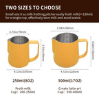 watchget Milk Frothing Pitcher 500ml/17oz Espresso Steaming Pitcher with Matte Yellow Coating Stainless Steel Milk Steamer Jug Milk Frothing Cup, Yellow